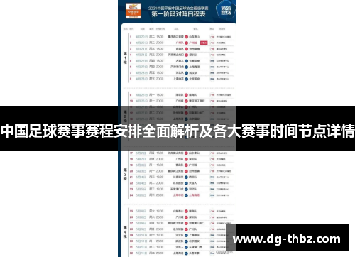 中国足球赛事赛程安排全面解析及各大赛事时间节点详情